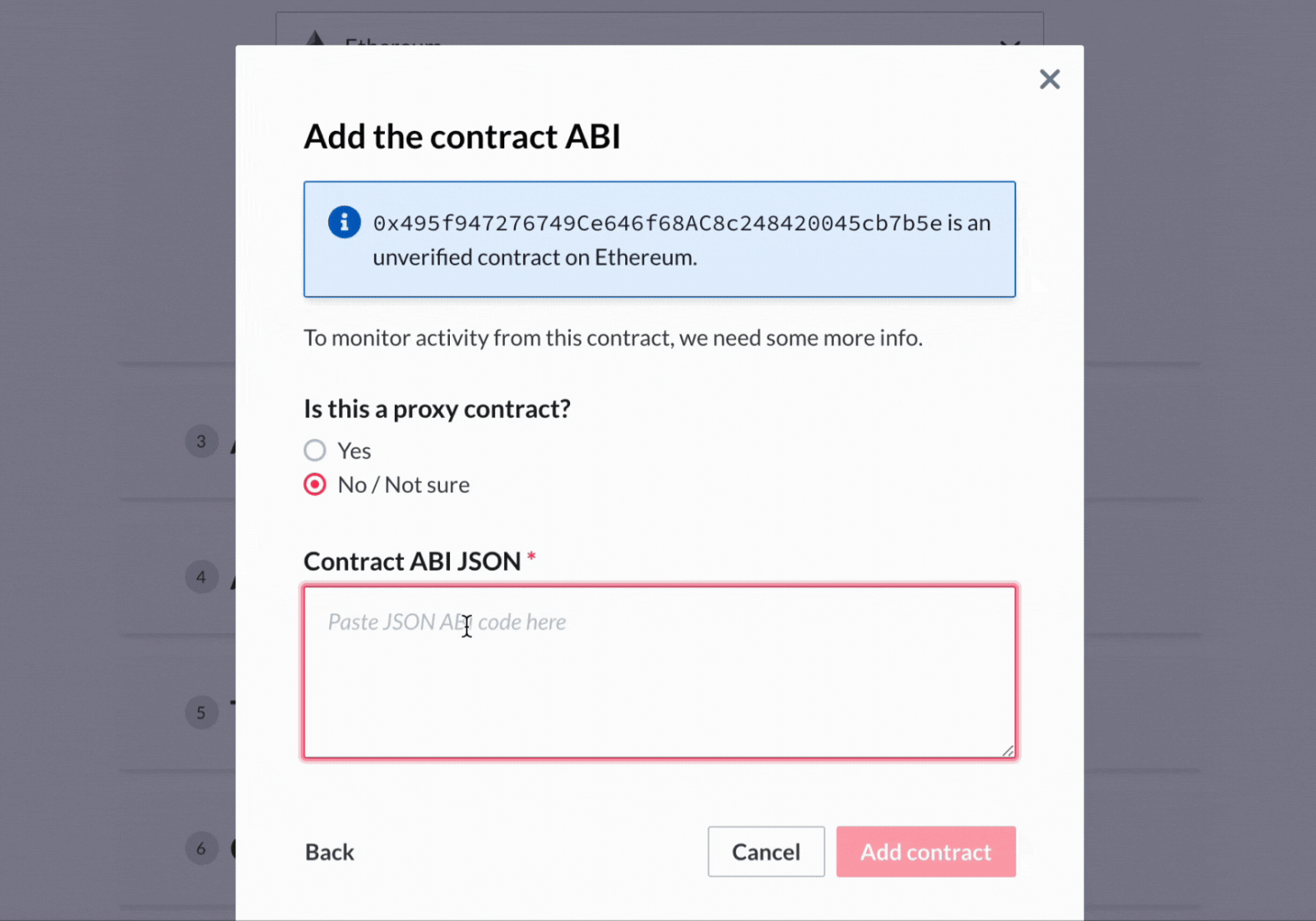 Add the contract ABI JSON