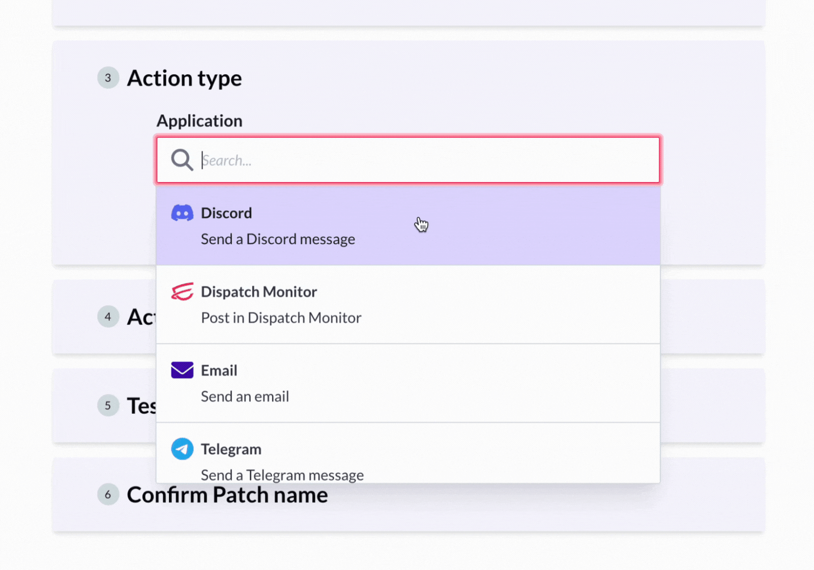 Dispatch Discord action type
