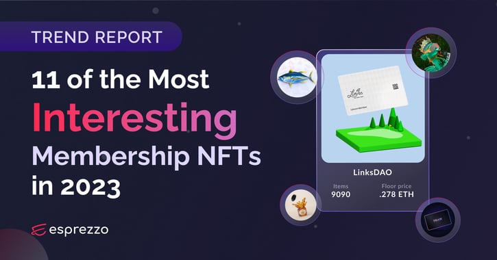 LinksDAO NFT, Crypto Packaged Goods, Flyfish club and esprezzo logo