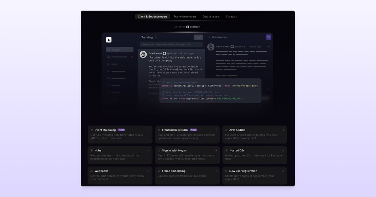 Farcaster app builder Neynar.com