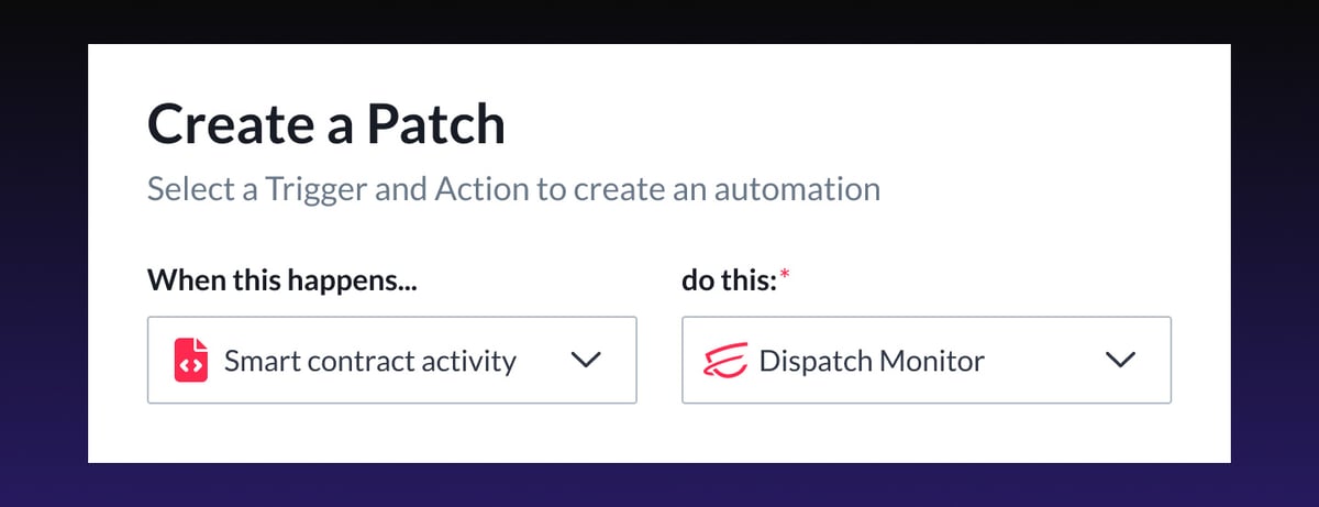 Smart contract activity to Dispatch Monitor