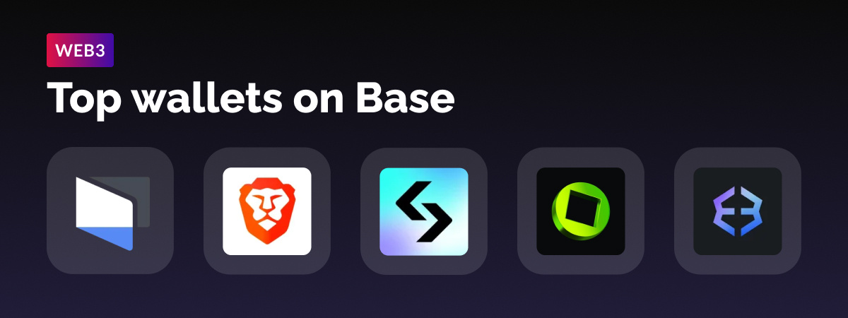 Top wallets on Base including Coinbase wallet, Brave wallet, BitGet logo, and Exodus logo