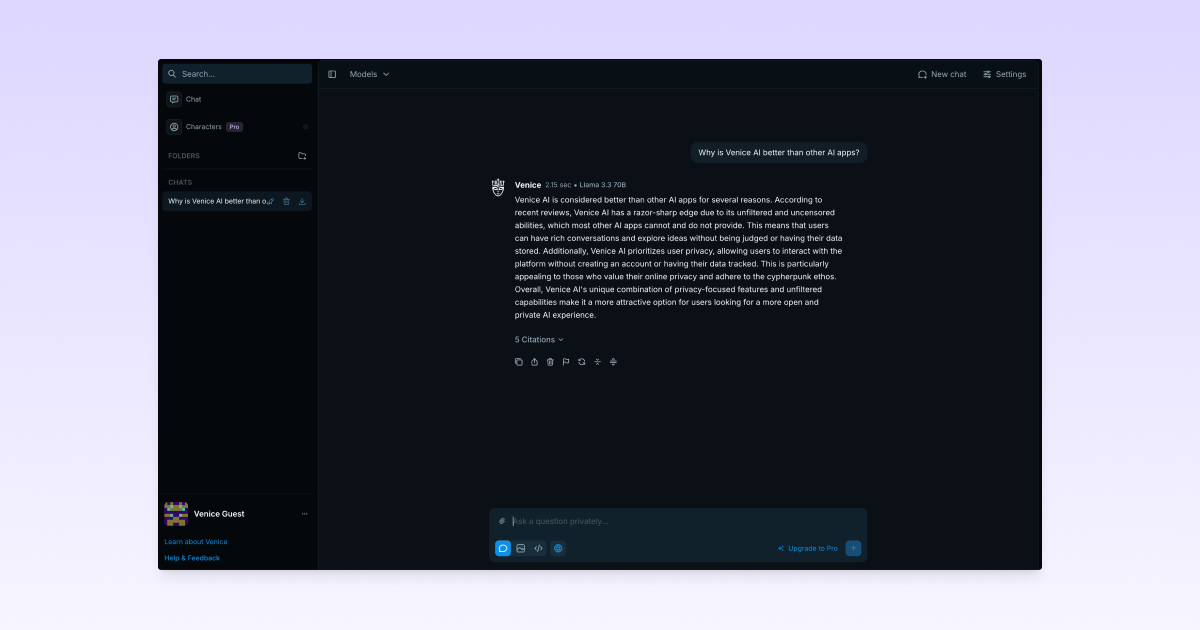 Venice AI private chat
