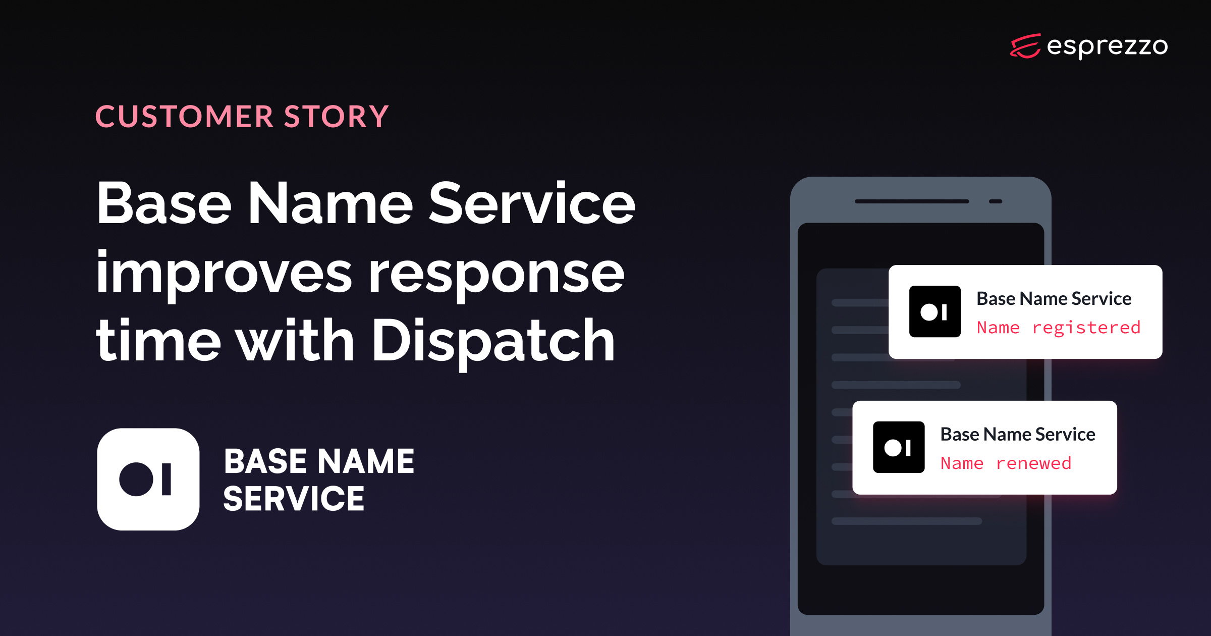 Base Name Service enhances response times using Dispatch alerts.